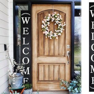 72in Outdoor Welcome Sign | Black Front Door Decor | Rustic Tall Welcome Sign | Front Porch Decor