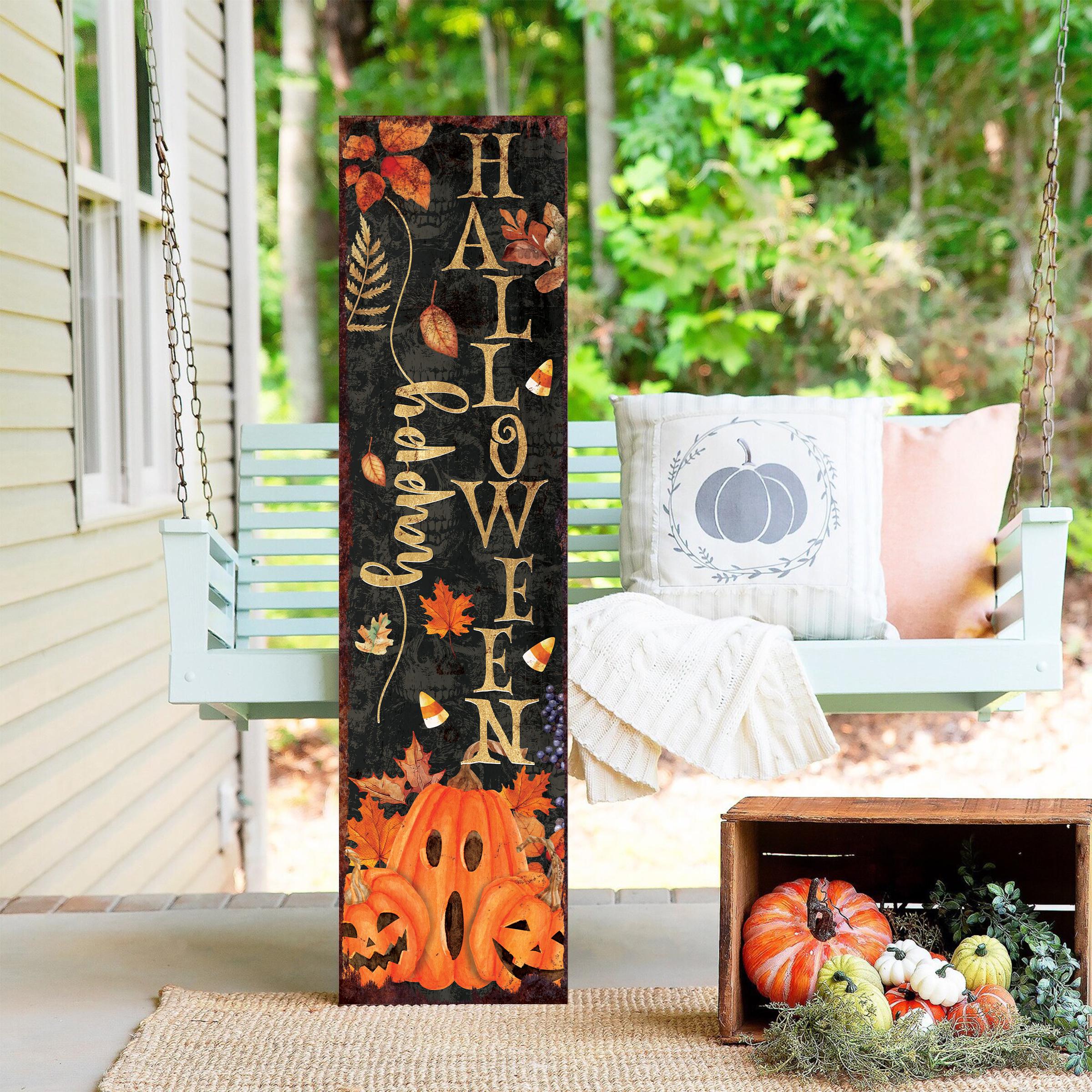 Halloween Veranda Schild Aus Holz - Stehendes Willkommensschild Für Haustür & Garten
