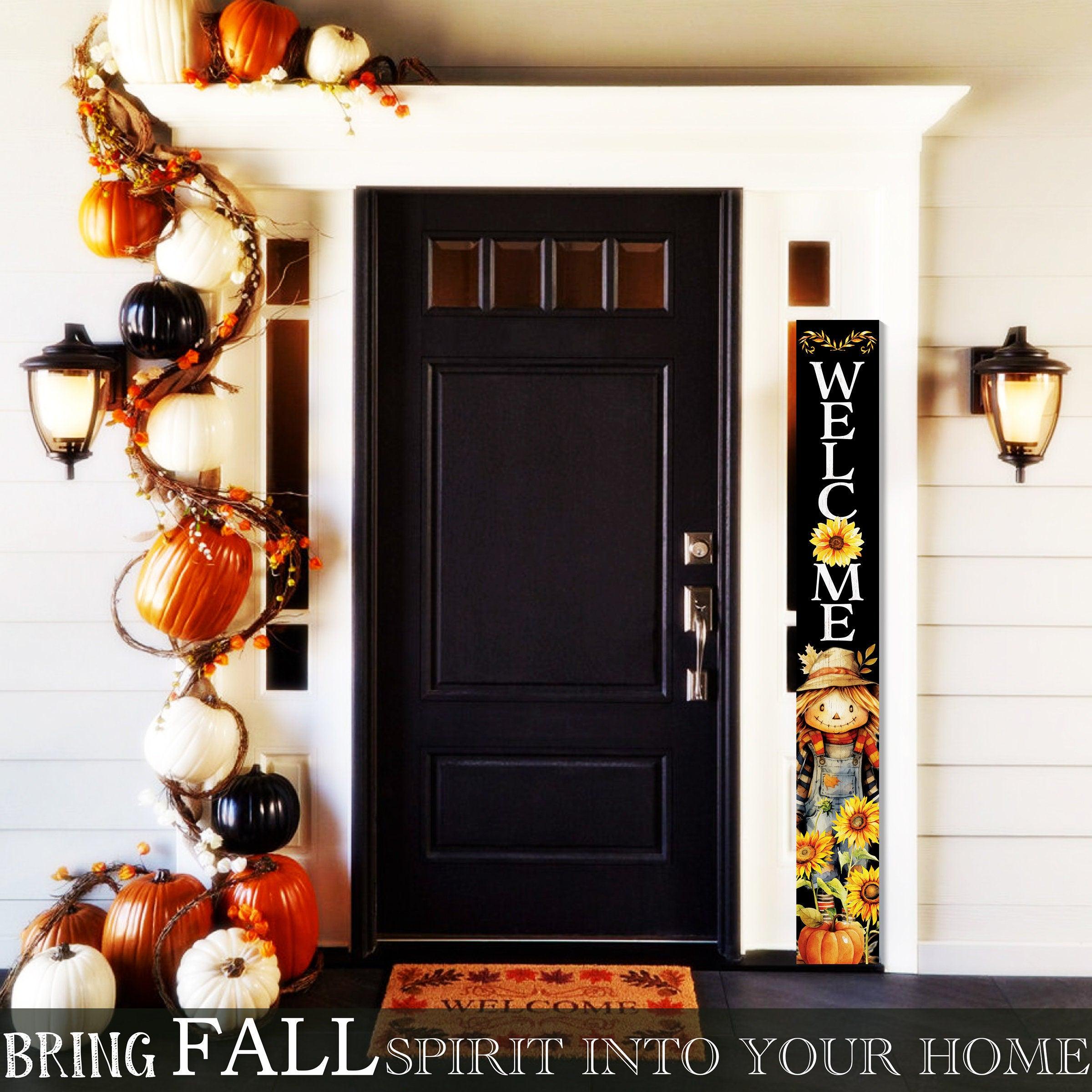 Fall Happy Birthday Banner Thanksgiving Porch Sign Banner Fall Harvest Banner Autumn Scarecrow Maple Leaves Pumpkin Hanging Door Sign For Indoor Outdoor Home Party Decorations Outside Fall Decorations For Porch