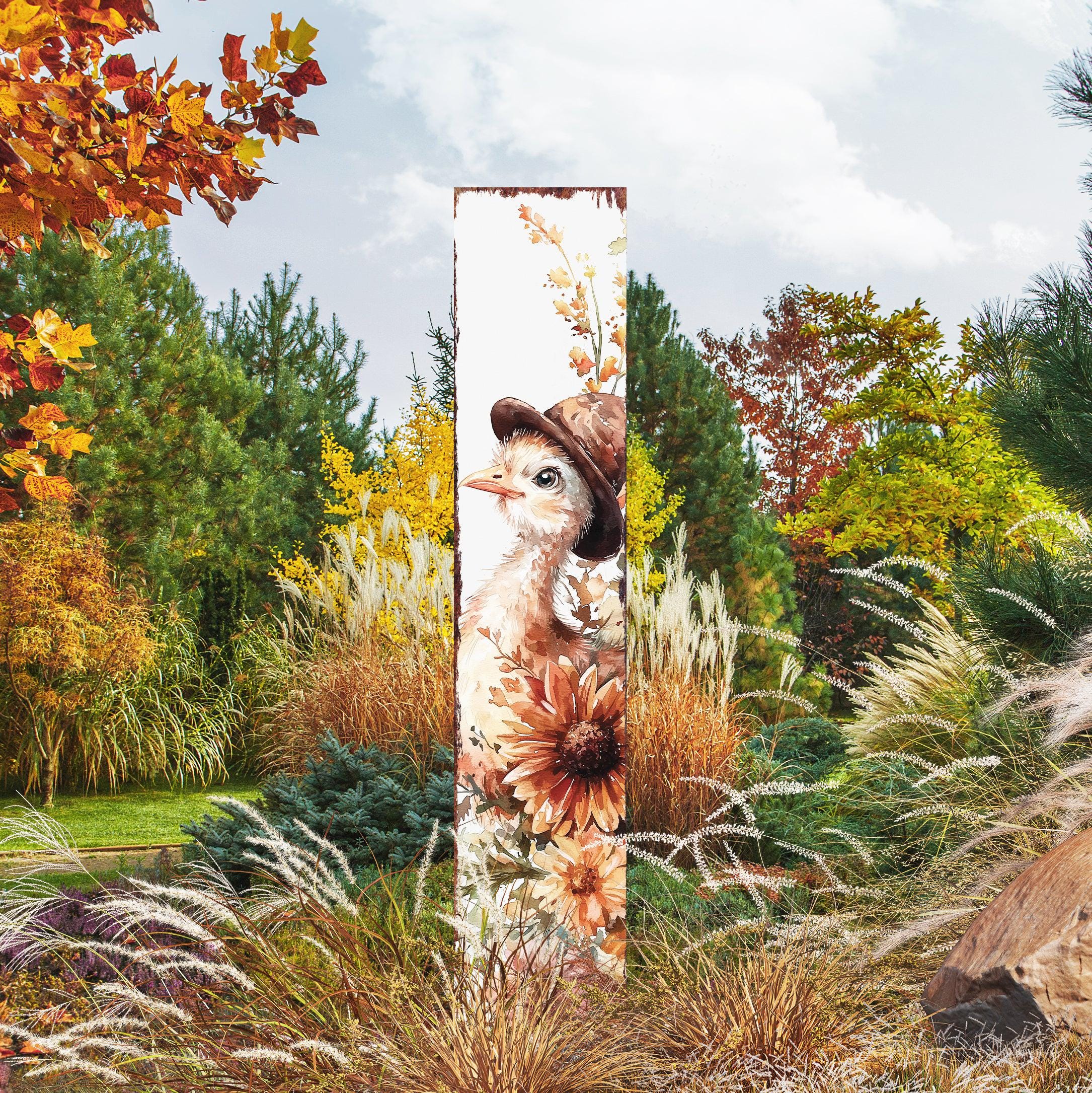 Fall Turkey Garden Stake | Outdoor Thanksgiving Yard Decor | Autumn Harvest Farmhouse Decoration | UV Printed | Seasonal Lawn Sign