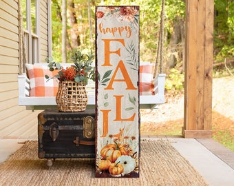 36in Fall Porch Sign - Front Porch Fall Welcome Sign with Vintage Autumn Decoration, Rustic Modern Farmhouse Entryway Porch Decor