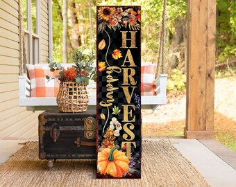 36in Fall Porch Sign - Front Porch Fall Welcome Sign with Vintage Autumn Decoration, Rustic Modern Farmhouse Entryway Porch Decor