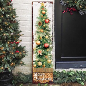 36in Merry Christmas Sign for Front Porch - Vintage Christmas Decoration, Rustic Modern Farmhouse Entryway Christmas Porch Sign