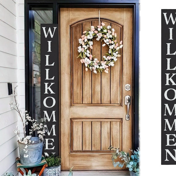 72in Outdoor Welcome Sign for Front Door, 6ft Willkommen Sign,Bienvenue Sign for Front Porch Decor,Bienvenidos Porch Standing