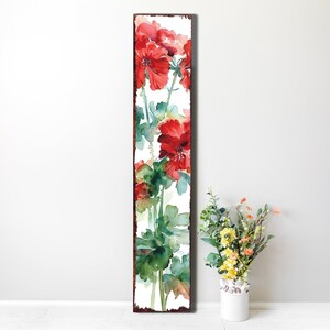 48in Summer Red Geraniums Porch Sign - Wooden Rustic Farmhouse Decor ...