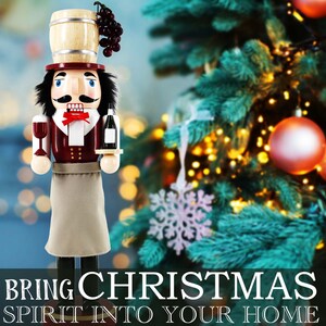 14-inch Wooden Nutcrackers Christmas Decoration Figures (Wine Server)