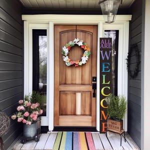 LGBT Welcome Sign for Front Door Porch Welcome Giant Board Decor, 72in Height x 9.25in Width