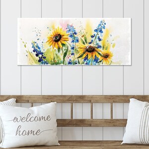 36-Inch Spring Watercolor Wildflower Wooden Wall Sign | Decor Sign for Entryway | Mantel Decor for Living Room, Bedroom