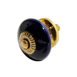Ceramic Disk Cobalt Blue Cabinet Knobs 6 Pack Knobs for Cabinets and Drawers, Closet Door Knobs, Drawer Pulls and Knobs with Mounting Screws
