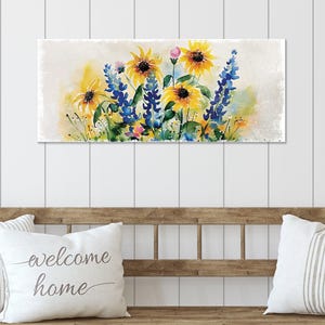 36-Inch Spring Watercolor Wildflower Wooden Wall Sign | Decor Sign for Entryway | Mantel Decor for Living Room, Bedroom