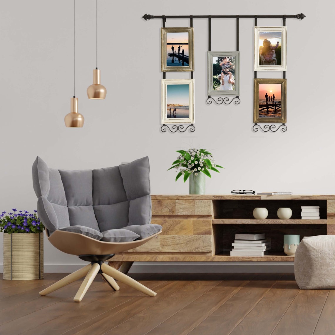 Wall Hanging Photoframes Collage Wall Decor Rustic Solid Wood Etsy