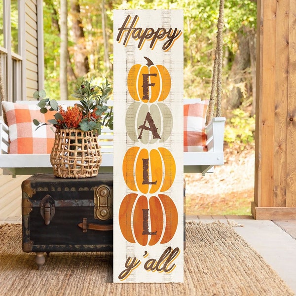 36in "Happy Fall Y'all" Wooden Porch Sign - Seasonal Front Door Decor for Autumn Celebrations