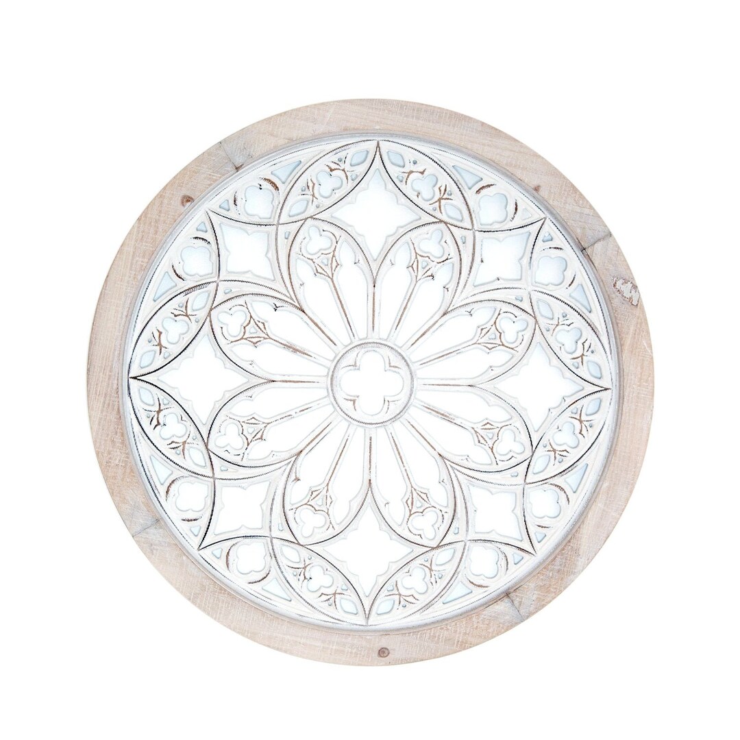 24in Wall Hanging Flower Heritage Round Wall Art Wooden Wall Panel