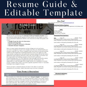 Technical Resume Guide Editable Template FAANG Resume Template
