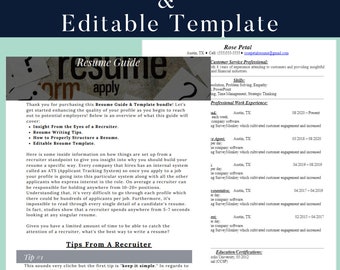 Non-Technical Resume Guide & Editable Template | Professional Resume | Intern College Student Post Grad Resume Template Guide