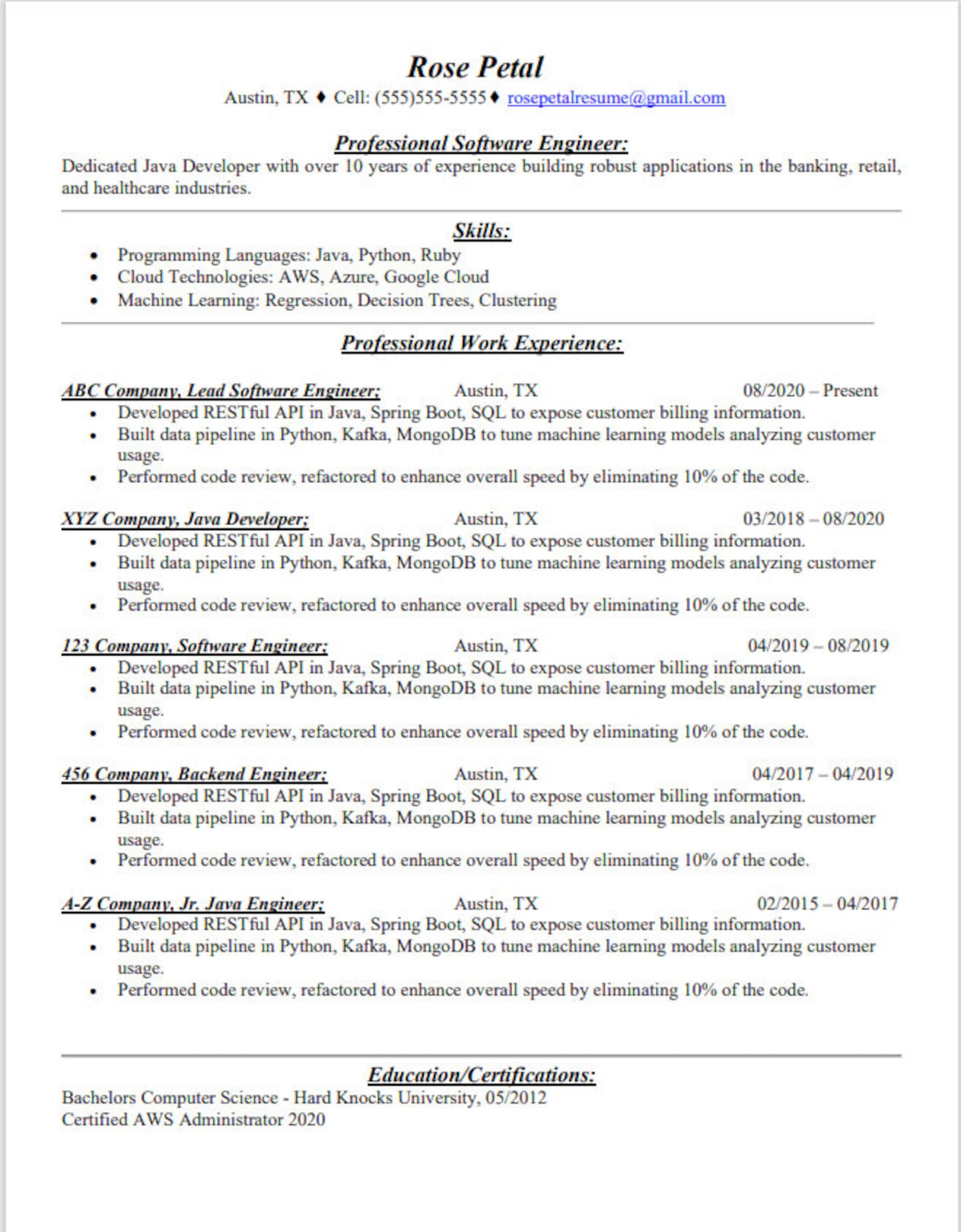 Technical Resume Guide & Editable Template FAANG Resume Template Tech Technical Resume Guide & Editable Template FAANG Resume Template Tech