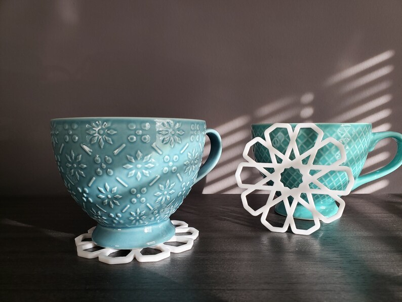 Islamic Pattern Coasters Set of 4, Islamic Geometrical 3D Printed