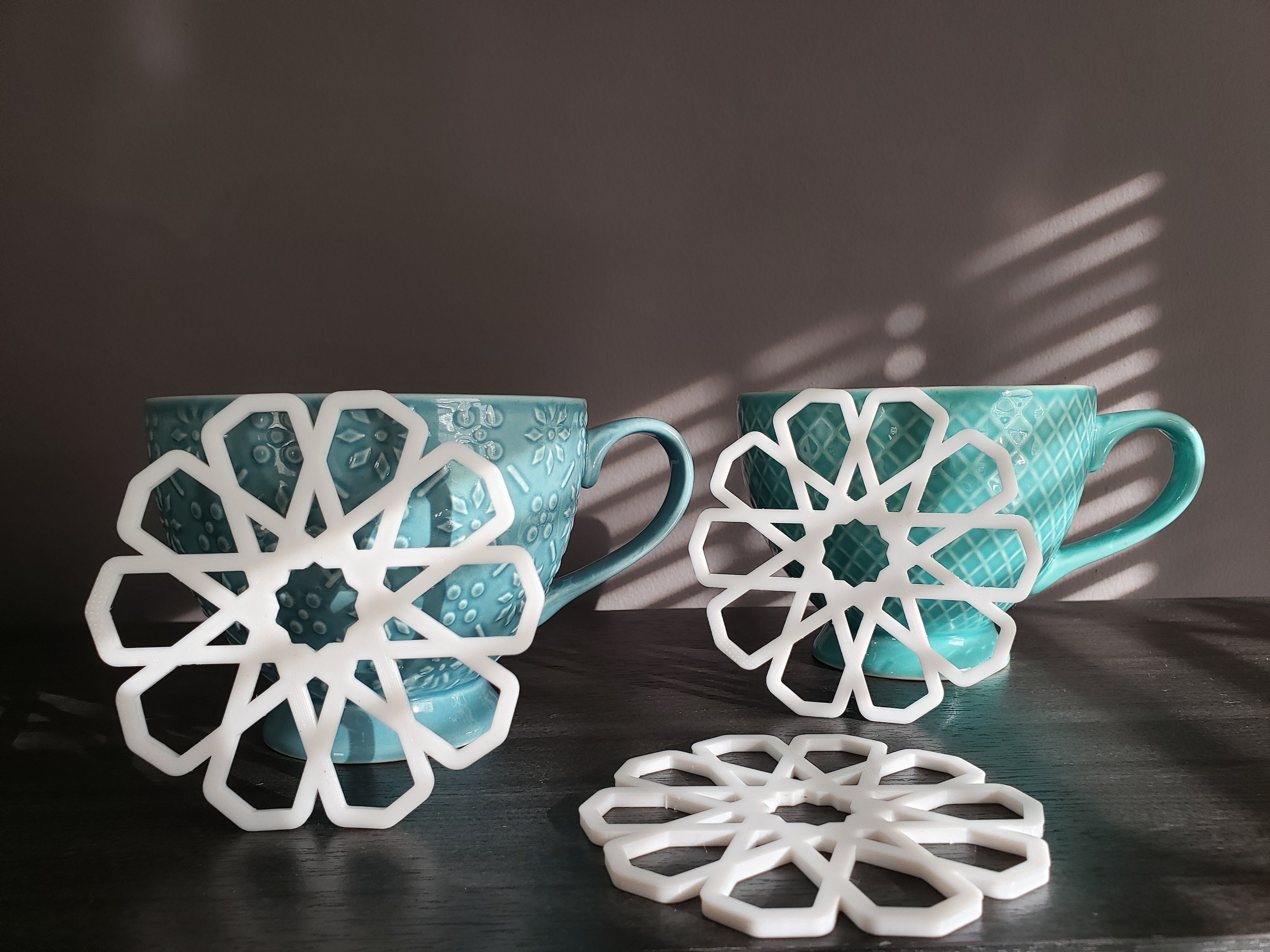 Islamic Pattern Coasters Set of 4, Islamic Geometrical 3D Printed