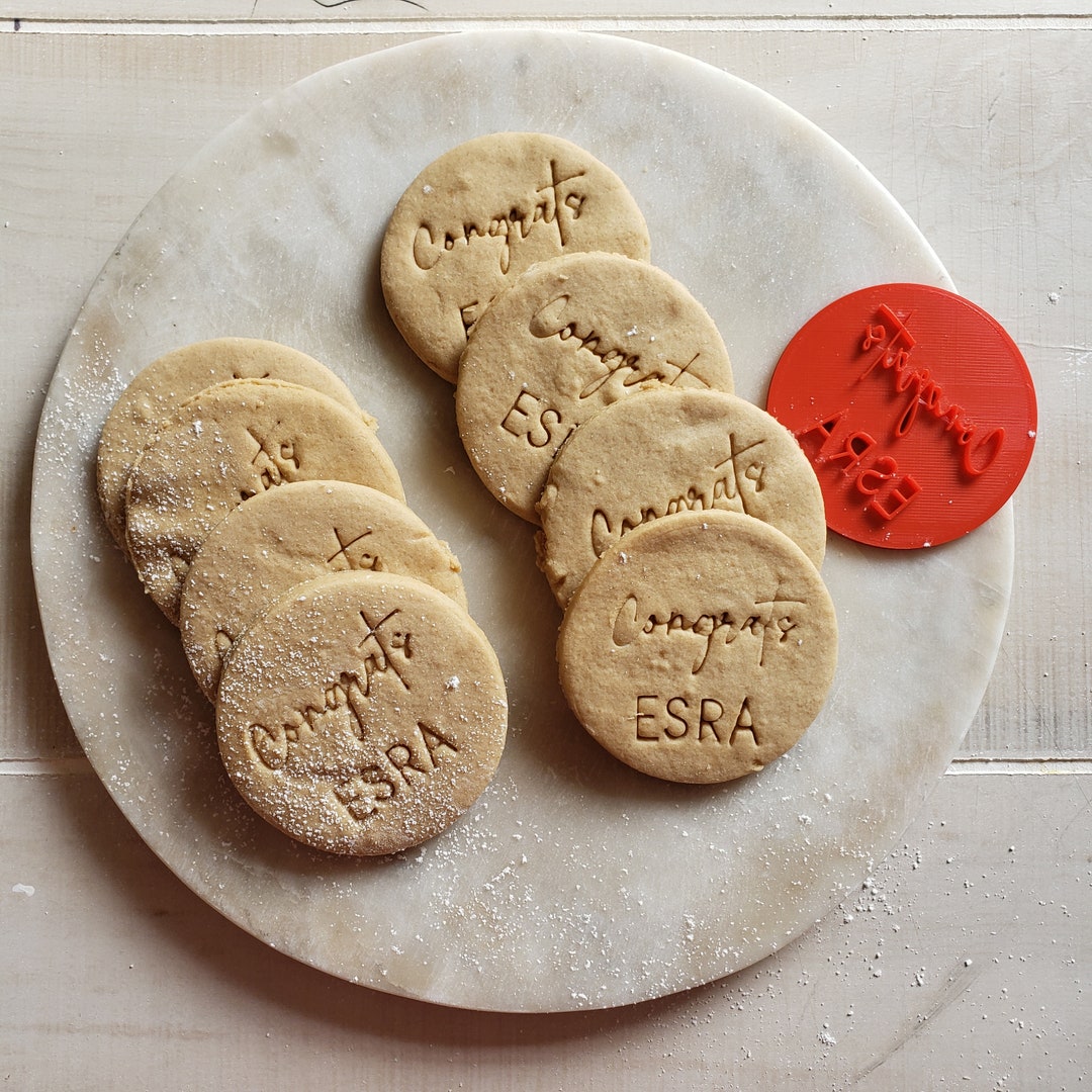 Congrats Cookie Embosser With Custom Name for Graduation Party and Favors 3d Printed Using 3d