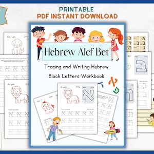 Hebrew Alphabet Letters Complete Workbook, Alef - Bet Script Letters, Printable PDF Instant Download