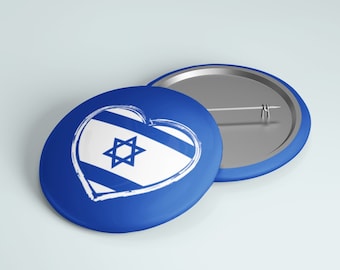 Israel Love Heart Pin Buttons