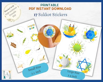 Sukkot and Rosh Hashannah Symbols Printable Sticker Sheets