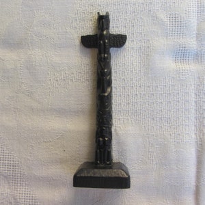 Boma totem pole, Haida Canada First Nation Art. Cast  resin. Thunder Bird etc. 6&quot;/15.3cm