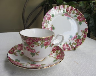 Royal Stafford tea cup trio. Olde English Garden Bone China cup saucer and plate.  Afternoon Tea.   Ref