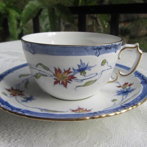 Antique Royal Crown Derby tea cup & saucer set. 1923. Hand decorated English bone china duo,  Design Reg number for 1917.   Ref AB