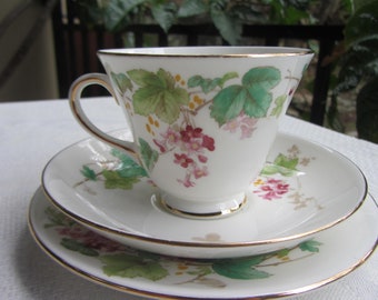 Rare Royal Doulton Gillian tea cup trio, H4860 cup, saucer and tea plate. Hand painted over transfer. c1950   Ref  P