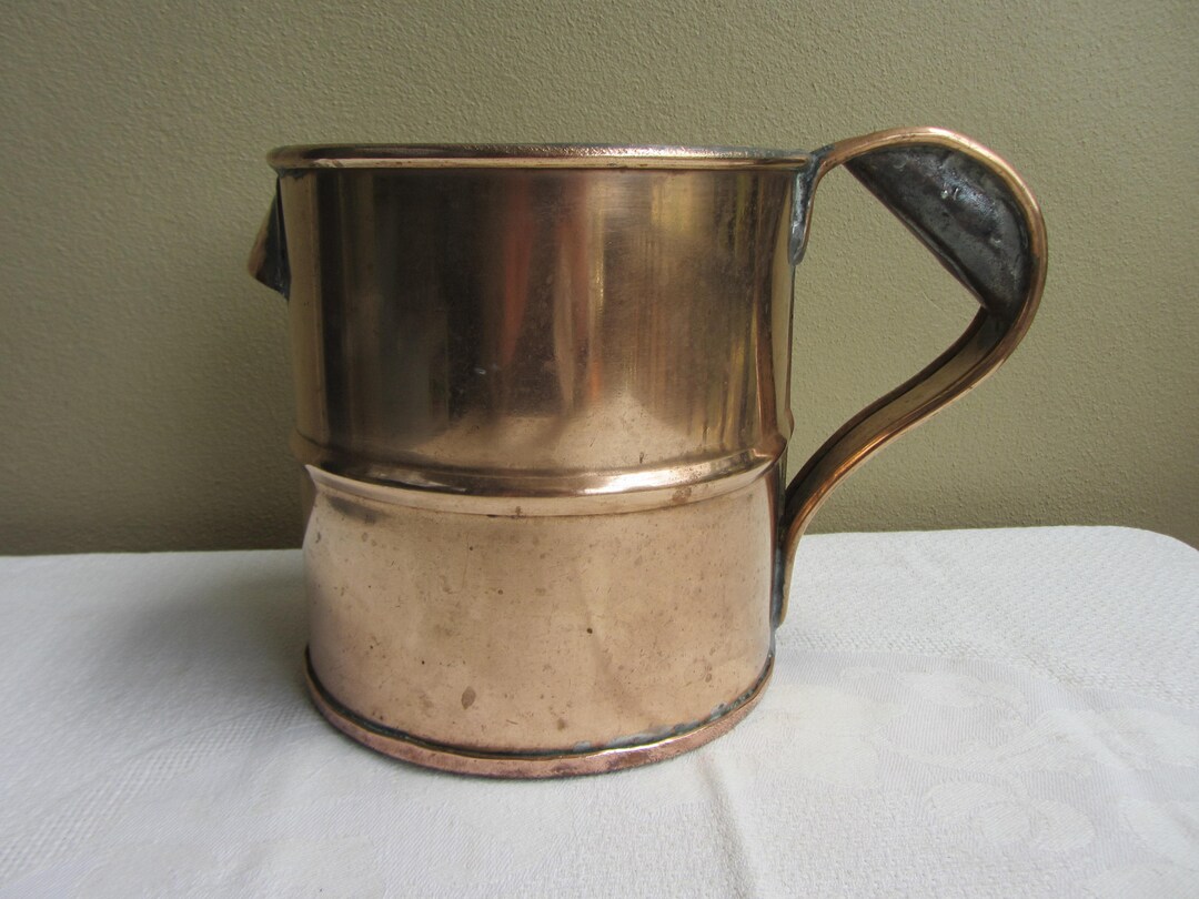 Large Antique Solid Copper Measure, Heavy Hand Made Grain Measures ...