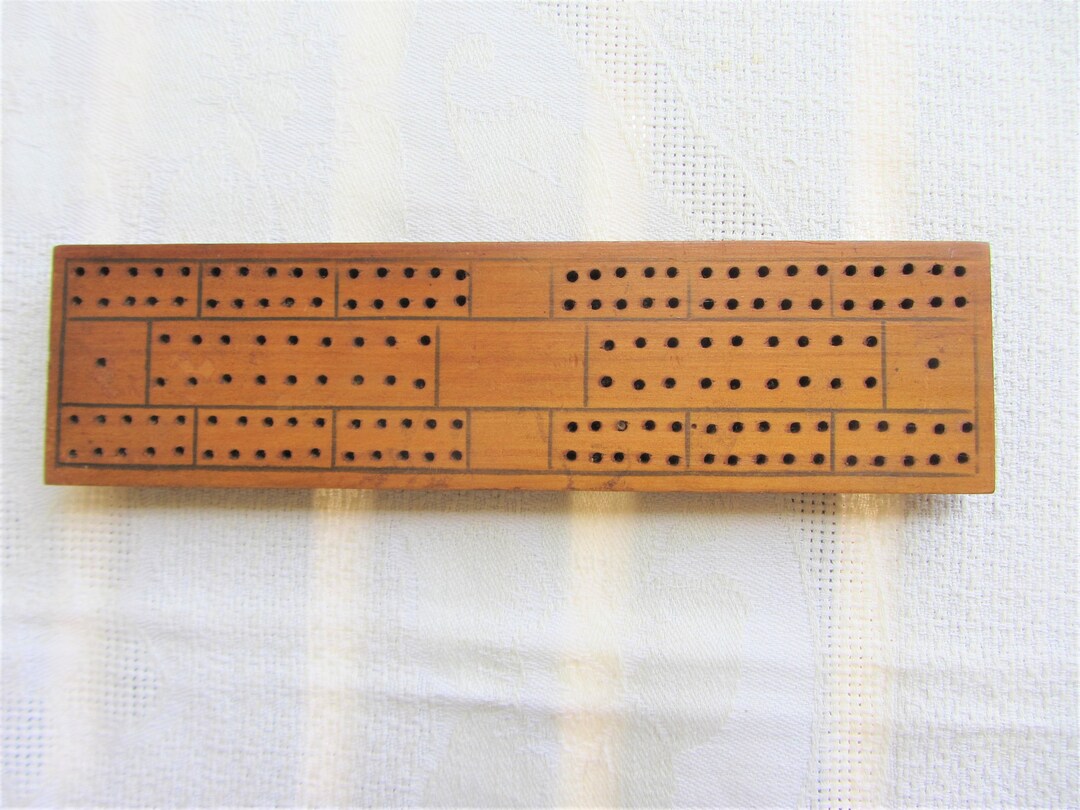 Vintage Wooden Cribbage Board Card Games, Retro Collectible 2 Player