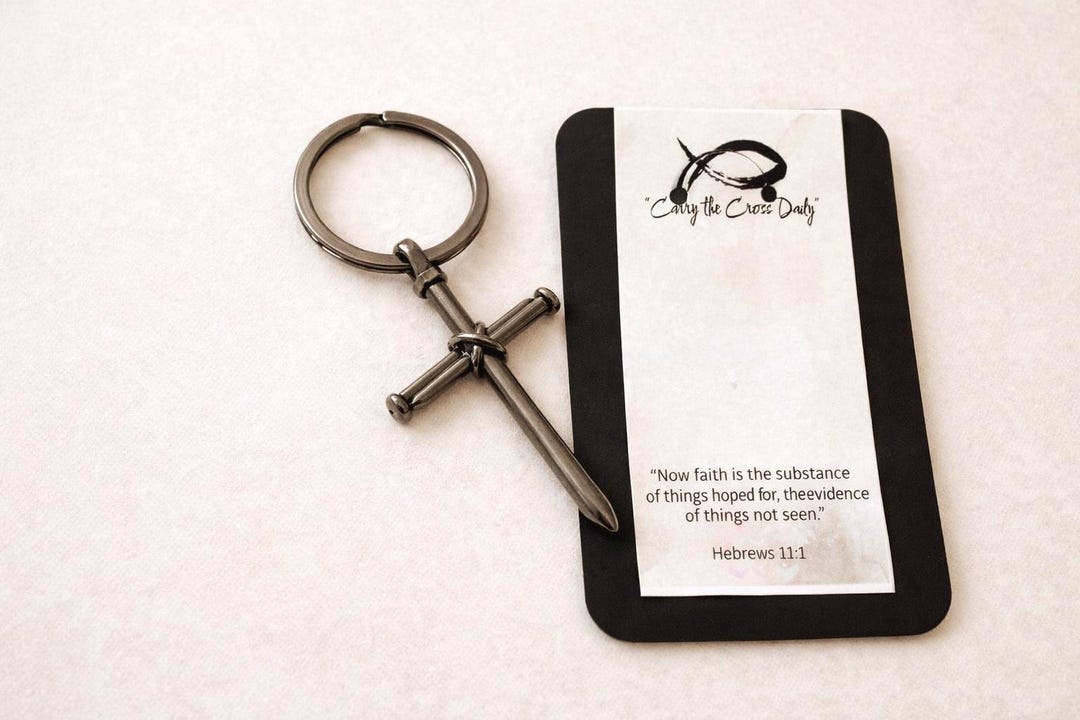 Carry Key Cross Nail Cross Keychain • Carry the Cross Daily • Christian Faith Gift - Etsy