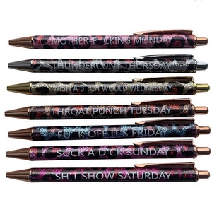 VERENIX 14 Pack Days of the Week Funny Pens for Adults Coworkers - Work  Pens With Funny Sayings for Adults - Swear Word Pens - Inappropriate  Sarcastic