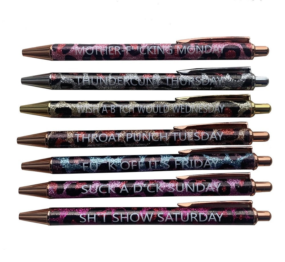 Swear Days of the Week Glitter Pen Inkjoyresin Pensassysarcastic 