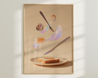 Szkic ze starymi sztućcami – Wystrój jadalni (natychmiastowe pobranie)