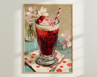 Retro Soda Float Print – Vintage Kitchen Bar Art (Instant Download)