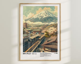 Mount Fuji Japan Art Print, Minimalist Landscape Poster (Digital Download)