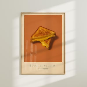 Grilled Cheese Wall Art – Toasted Sandwich Poster, Rustic Comfort Food Print for Cozy Kitchen Decor
