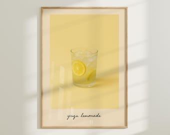 Impresión de limonada de Yuzu: bodegón de cocina retro (descarga digital)