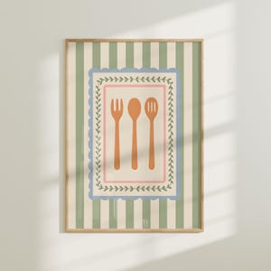 Kitchen Utensils Wall Art – Folk Art Cooking Tools Poster, Vintage ...