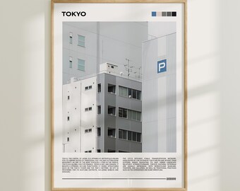 Tokyo Cityscape Art Print, Modern Travel Poster (Digital Download)