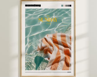 Lámina artística de Sunday Pool, decoración de pared moderna (descarga digital)