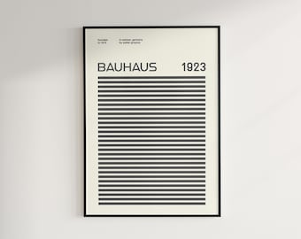 Beige Bauhaus Exhibition Poster, Geometric Minimalist Print (Digital Download)