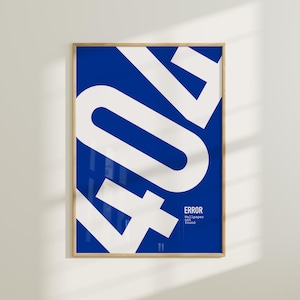 Arte mural "Error 404 No encontrado", impresión digital de inspiración tecnológica, póster con estética de programador, decoración moderna de oficina geek, arte para amantes del código, arte tecnológico