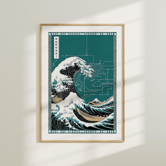 アート・デザイン・音楽 Hokusai Hokusai Great Wave Circuit Board Art Print (digital Download) - Etsy