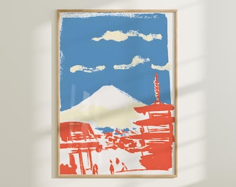 Vintage Mount Fuji Travel Poster – Retro Japan Wall Art (Digital Download)