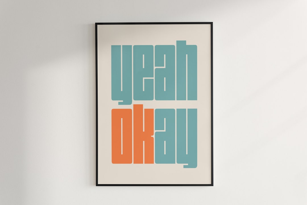 Mid Century Modern Typography Wall Art, Bauhaus Digital Print, Mid