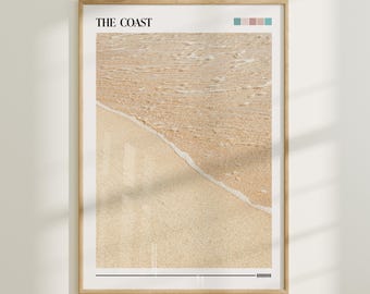 Arte mural de playa beige, impresión minimalista (descarga digital)