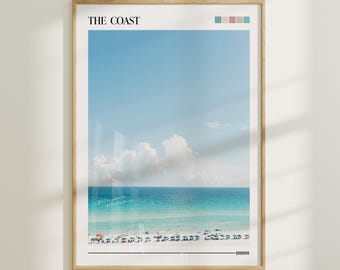 Turquoise Beach Print, Minimalist Home Decor (Digital Download)